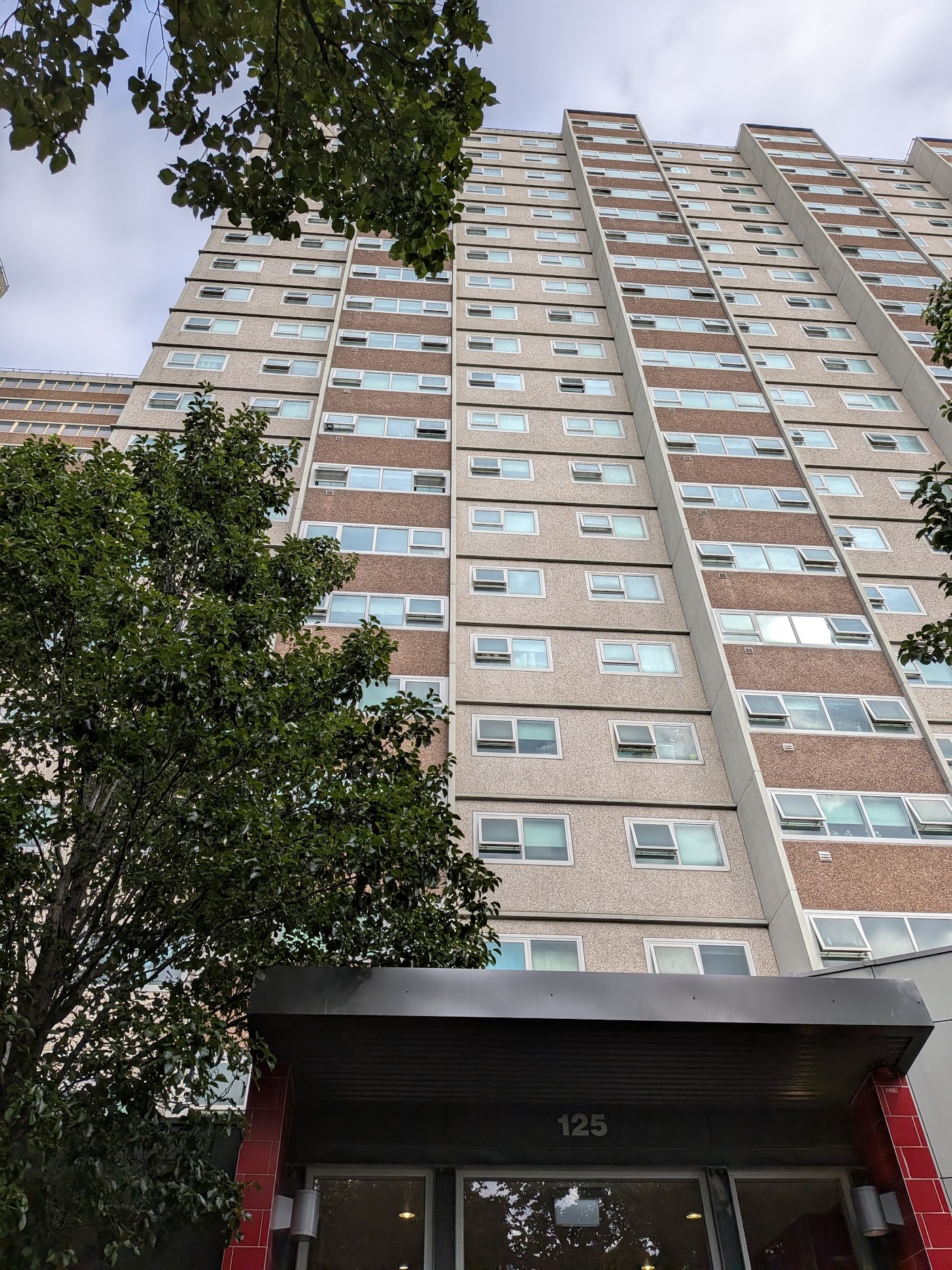 Looking up from the front door